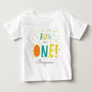Oh What Fun To Be ONE Confetti 1st Birthday Party Baby T-Shirt