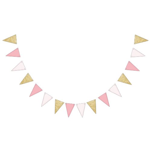 Oh What Fun to be ONE Pink  Gold First Birthday Bunting Flags