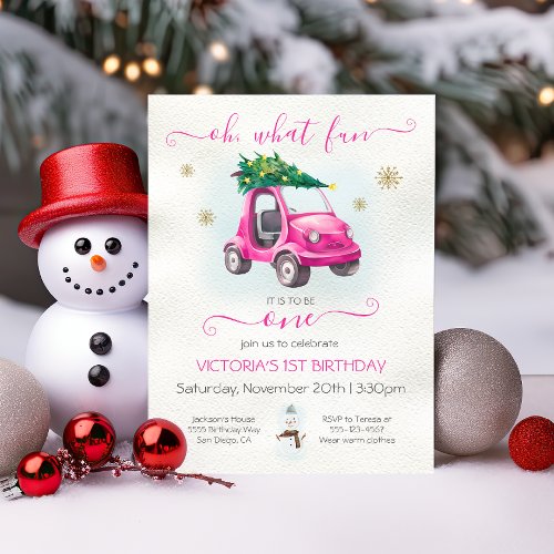oh what fun to be one toy car christmas birthday invitation