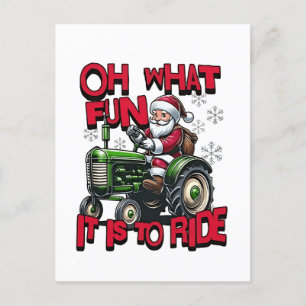 Oh What Fun To is it To Ride Christmas Farmers Announcement Postcard