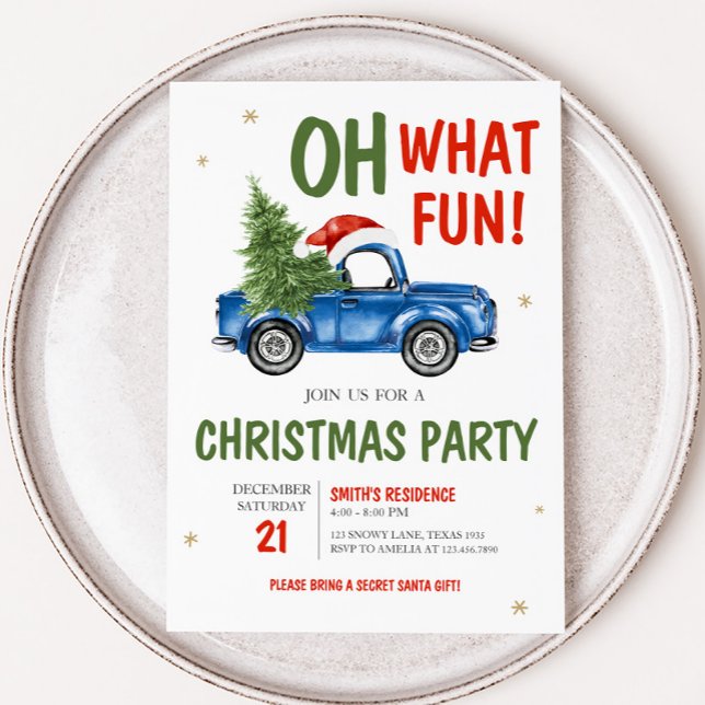 Oh What Fun Truck Christmas Party Invitation (Oh What Fun Christmas Party Invitation )