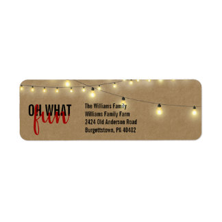 OH WHAT FUN Typography Kraft String Lights Label