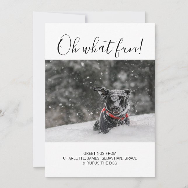 Oh What Fun Typography Personalized Christmas Holiday Card (Front)