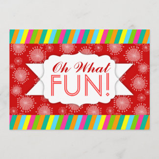 "Oh What FUN!" Whimsical Stripe Custom Invitations