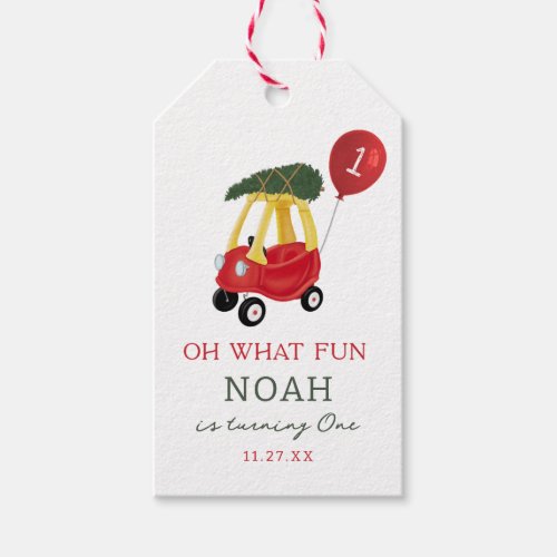 Oh What Fun Winter Car 1st Birthday Party  Gift Tags