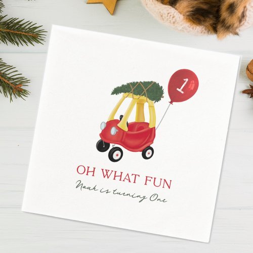 Oh What Fun Winter Car 1st Birthday Party  Napkins