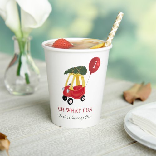 Oh What Fun Winter Car 1st Birthday Party  Paper Cups