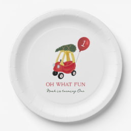 Oh What Fun Winter Car 1st Birthday Party Paper Plates