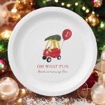 Oh What Fun Winter Car 1st Birthday Party Paper Plates<br><div class="desc">Oh What Fun Winter Car 1st Birthday Party Paper Plates</div>