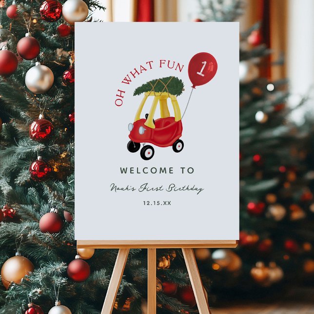 Oh What Fun Winter Car 1st Birthday Welcome Foam Board (Creator Uploaded)