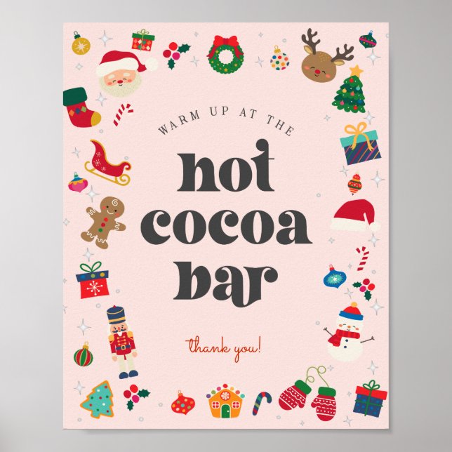Oh What Fun Winter Christmas Hot Cocoa Bar Sign (Front)