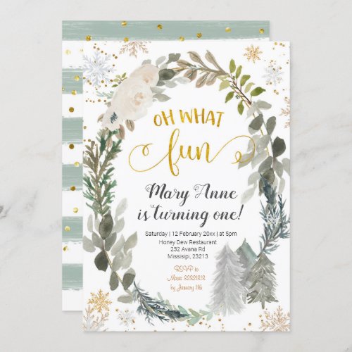 Oh What Fun Winter Forest Birthday Invitation