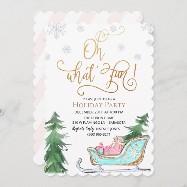 Oh What Fun Winter Holiday Party Invitation (Front/Back)