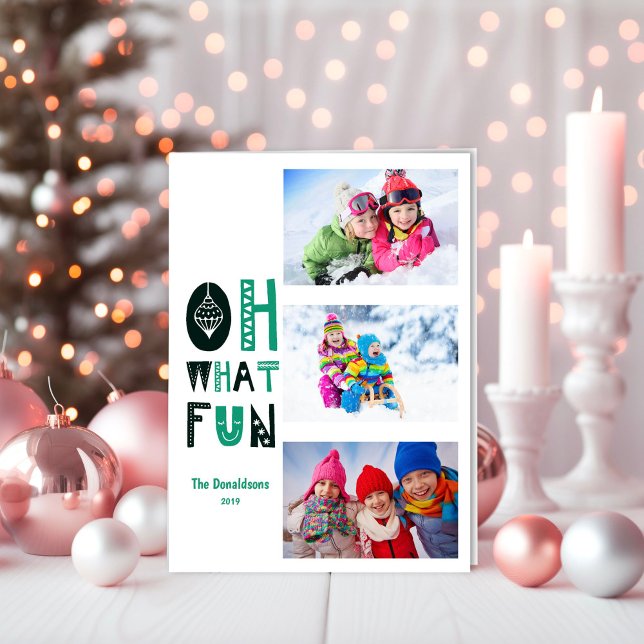 Oh What Fun Winter Kids Photo Holiday Card (Creator Uploaded)