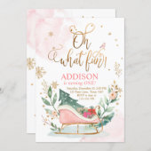 Oh What Fun Winter Sleigh 1st Birthday Invitation (Front/Back)