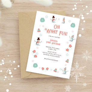 Oh What Fun Winter Snowman Birthday Invitation