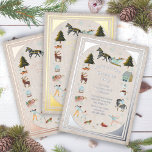 Oh what fun Winter Village scene Christmas Party Foil Invitation<br><div class="desc">Real Gold, Rose Gold or Silver foil! "Oh, what fun" Christmas Party Invitations. Features a winter snow village with ice skating rink, ice skaters, horse pulling a sleigh with snowman, reindeer, snow globe, sled, Poinsettias, christmas trees and forest animals all in a pretty frame. Perfect for any Holiday party, birthday...</div>