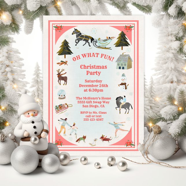 Oh what fun Winter Village scene Christmas Party I Invitation (Creator Uploaded)