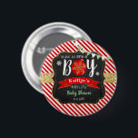 "Oh What Joy, It's A Boy!" Christmas Baby Shower Button<br><div class="desc">Celebrate in style with these trendy baby shower buttons. The design is easy to personalize with your own wording and your family and friends will be thrilled when they see these fabulous buttons. Matching party items can be found in the collection.</div>