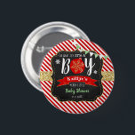"Oh What Joy, It's A Boy!" Christmas Baby Shower Button<br><div class="desc">Celebrate in style with these trendy baby shower buttons. The design is easy to personalize with your own wording and your family and friends will be thrilled when they see these fabulous buttons. Matching party items can be found in the collection.</div>