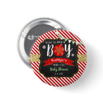 "Oh What Joy, It's A Boy!" Christmas Baby Shower Button