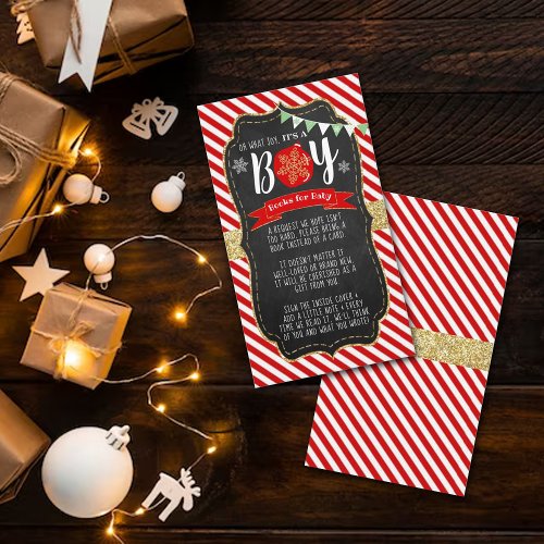 Oh What Joy Its A Boy Christmas Baby Shower Enclosure Card
