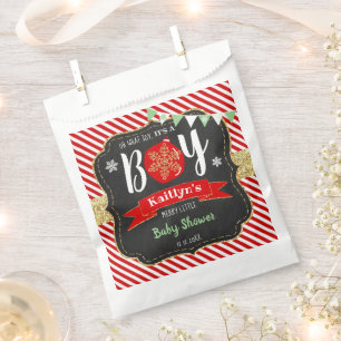 "Oh What Joy, It's A Boy!" Christmas Baby Shower Favor Bag