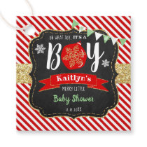 "Oh What Joy, It's A Boy!" Christmas Baby Shower Favor Tags