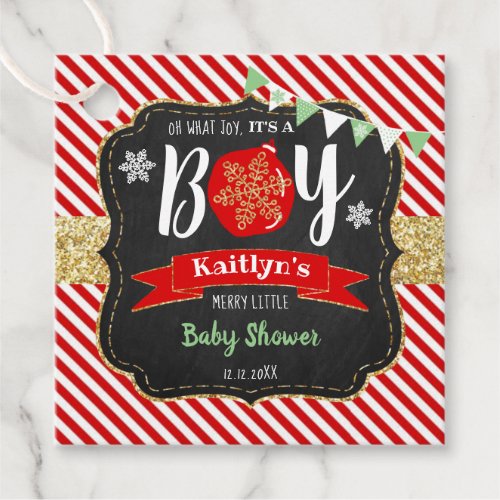 Oh What Joy Its A Boy Christmas Baby Shower Favor Tags