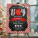 "Oh What Joy, It's A Boy!" Christmas Baby Shower Foam Board<br><div class="desc">Bring some fun and excitement to your party with this trendy welcome sign. The design is easy to personalize with your special event wording and your guests will be thrilled when they see this fabulous welcome sign. Matching party items can be found in the collection.</div>