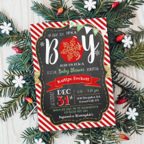 "Oh What Joy, It's A Boy!" Christmas Baby Shower Invitation