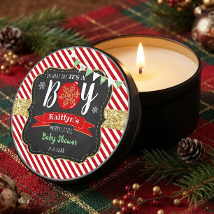 "Oh What Joy, It's A Boy!" Christmas Baby Shower Mini Candle Favors