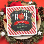 "Oh What Joy, It's A Boy!" Christmas Baby Shower Napkins<br><div class="desc">Celebrate in style with these trendy baby shower napkins. This design is easy to personalize with your special event wording and your guests will be thrilled when they see these fabulous napkins.</div>