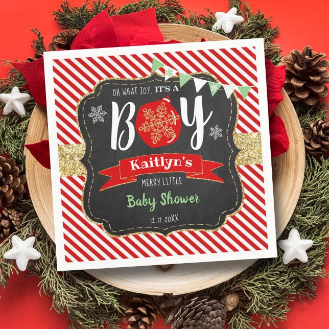"Oh What Joy, It's A Boy!" Christmas Baby Shower Napkins (Creator Uploaded)