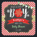 "Oh What Joy, It's A Boy!" Christmas Baby Shower Square Sticker<br><div class="desc">Celebrate in style with these trendy baby shower stickers. The design is easy to personalize with your own wording and your family and friends will be thrilled when they see these fabulous stickers. Matching items can be found in the collection.</div>