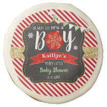 "Oh What Joy, It's A Boy!" Christmas Baby Shower Sugar Cookie