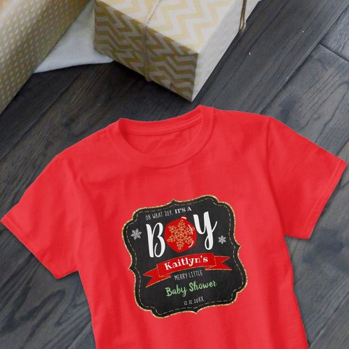 Oh What Joy Its A Boy Christmas Baby Shower T_Shirt