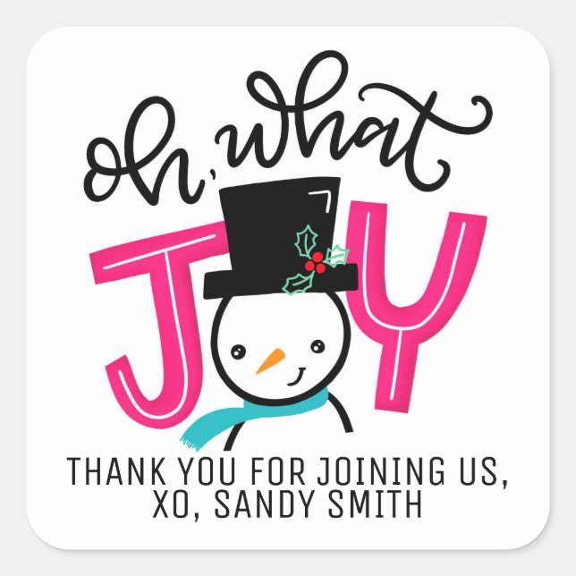 Oh, What Joy, Personalized Snowman Sticker (Front)