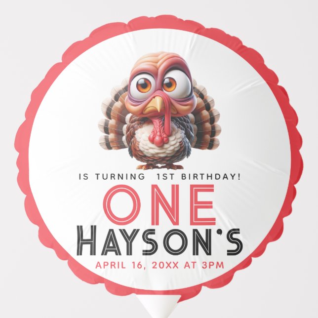 Oh what's fun Caricatures  Turkey 1st Birthday Balloon (Front)