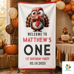 Oh what's fun Caricatures  Turkey 1st Birthday  Banner