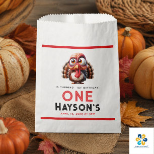 Oh what's fun Caricatures  Turkey 1st Birthday Favor Bag
