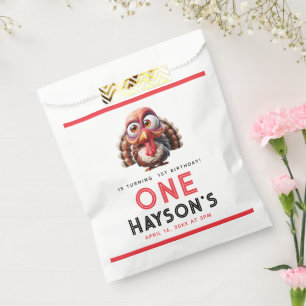 Oh what's fun Caricatures Turkey 1st Birthday Favor Bag