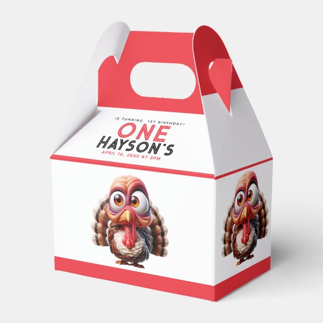 Oh what's fun Caricatures  Turkey 1st Birthday Favor Boxes (Front Side)