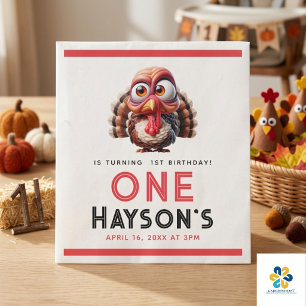 Oh what's fun Caricatures  Turkey 1st Birthday Napkins