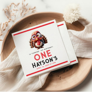 Oh what's fun Caricatures Turkey 1st Birthday Napkins