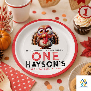 Oh what's fun Caricatures  Turkey 1st Birthday Paper Plates