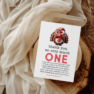 Oh what's fun Caricatures Turkey 1st Birthday Thank You Card