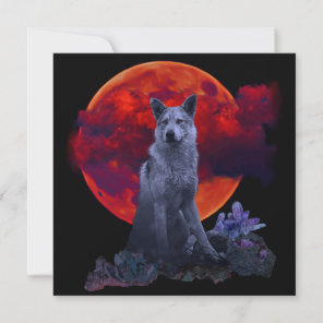 Oh Wolf Moon | Goth Wolf Card