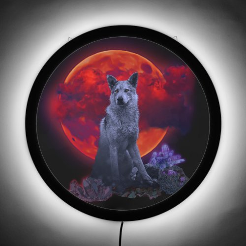 Oh Wolf Moon  Goth Wolf LED Sign