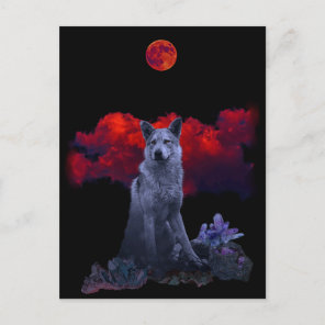 Oh Wolf Moon | Goth Wolf Postcard
